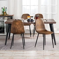 Ensemble de 4 chaises de salle à manger, chaises d'appoint modernes de style du milieu du siècle avec pieds en métal noir, confortables pour la cuisine, le salon et la maison de campagne, brun rustiqu