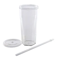 Gobelet en plastique Mainstays de 20 oz avec couvercle à visser et paille transparent