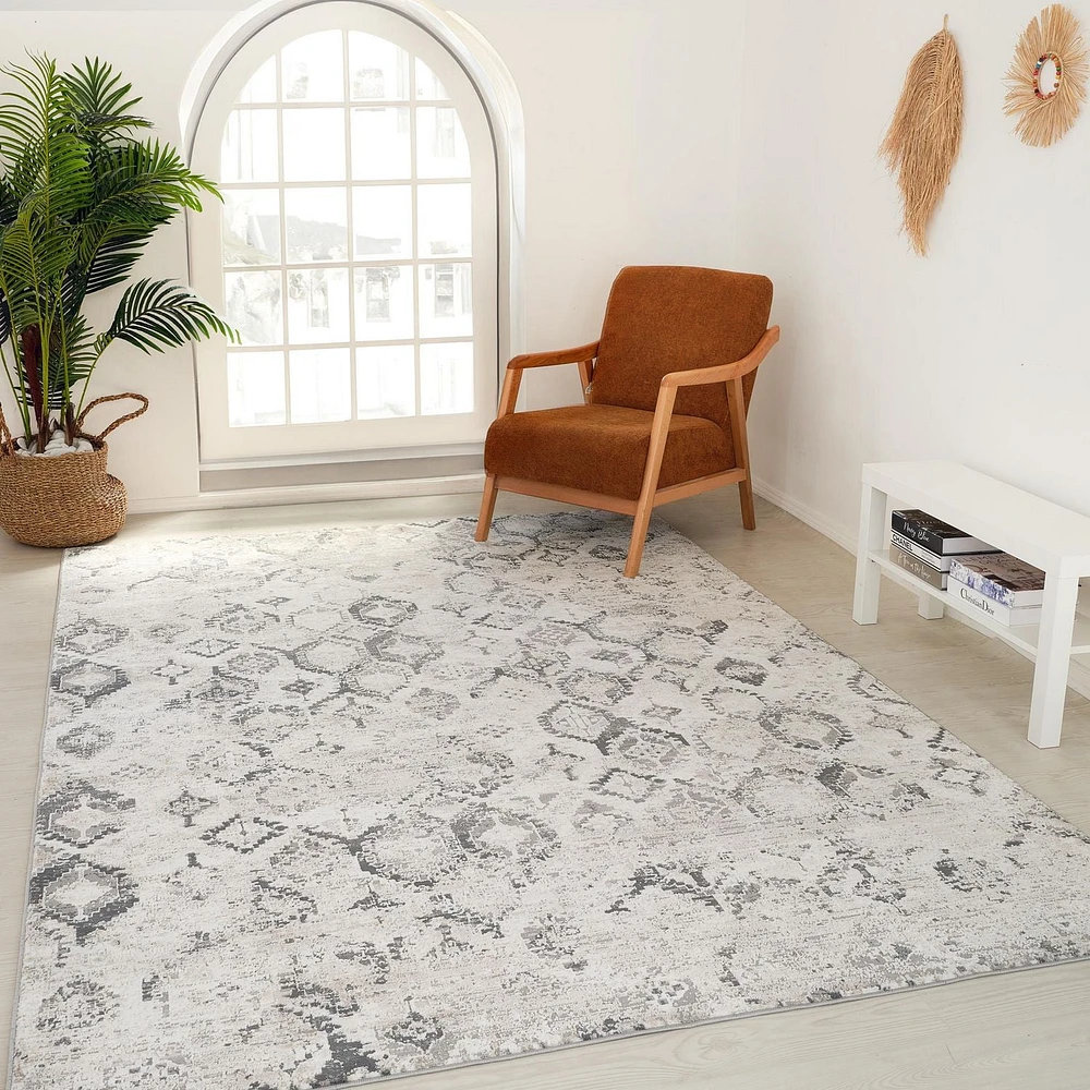 Tapis d'interieur Rug Branch Atlas Fractal, beige gris, moderne - Salon, chambre, salle a manger et cuisine<br>