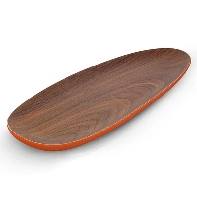 Bamboo Walnut Brick Oval Plate, 31 cm