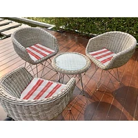 Boston Extérieur Cabana Stripe Tufted Chaid Pad Orange 16 X 16 - Ensemble De 2