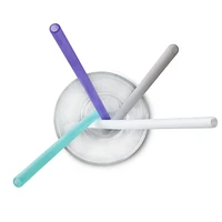 Pailles extra longues GoSili, paquet de 4 Mer/Brouillard/Givre/Violet
