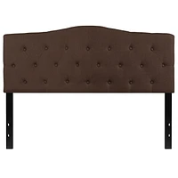 Tête de lit Cambridge grand touffetée et rembourrée en tissu brun foncé