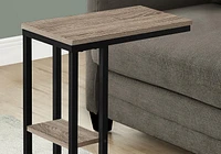 Monarch Specialties Table D'appoint, En Forme De C, Bout, Côté, Collation, Salon, Chambre À Coucher, Métal, Stratifié, Brun, Noir, Contemporain, Moderne