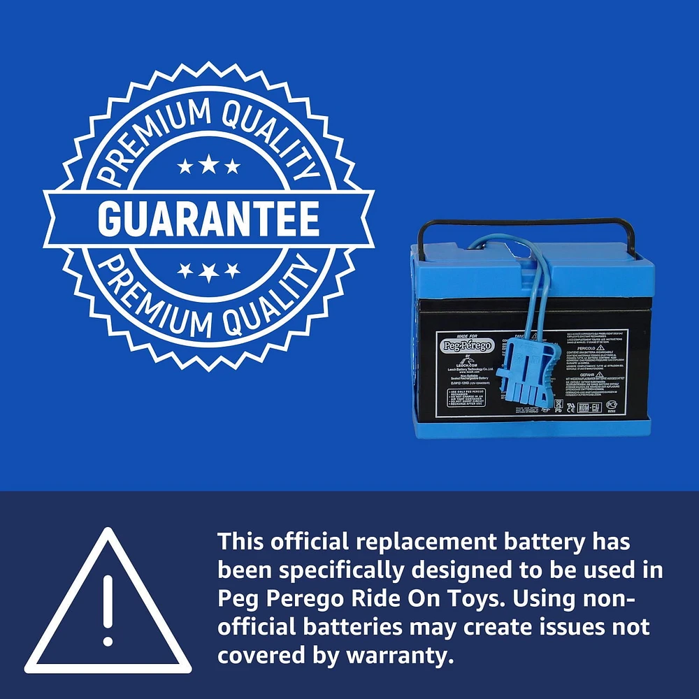 Peg Perego Official 12 Volt Replacement Battery for Ride on Toys. All Season Performance. Works with John Deere, Polaris, and Case IH licensed Peg Perego Ride on Toys