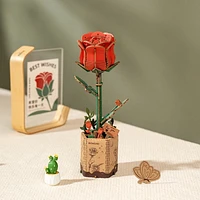 Rolife DIY Wooden Flower Red Rose TW042