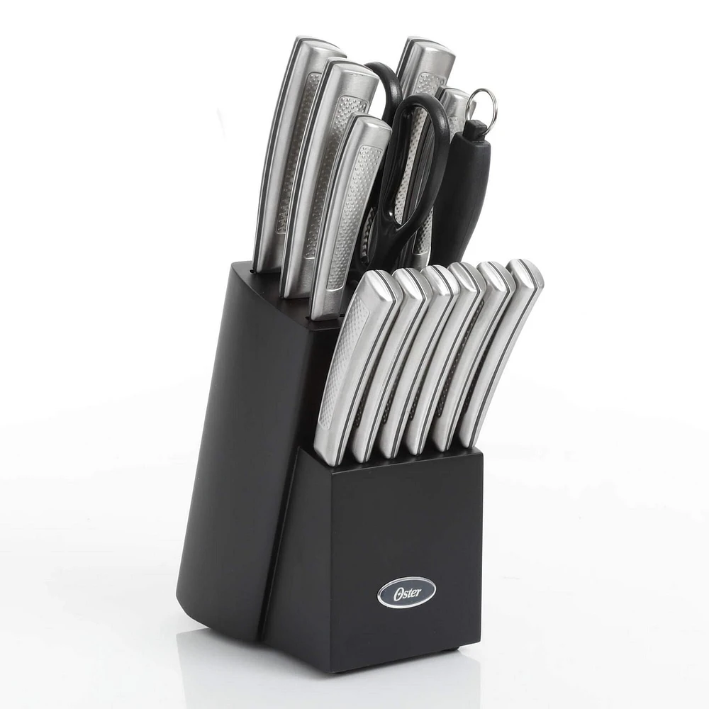Oster Wellisford 14 Piece Cutlery Set W/Black Block - Textured Handle