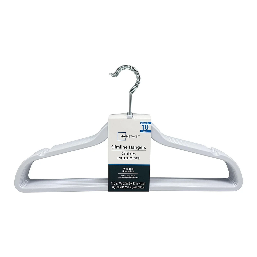 Lot de 10 cintres Slimeline, cintres en plastique non velours pour vêtements, couleur blanche Cintre en plastique sans velours
