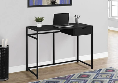 Monarch Specialties Computer Desk, Home Office, Laptop, Storage Drawer, 42"l, Work, Metal, Laminate, Black, Contemporary, Modern