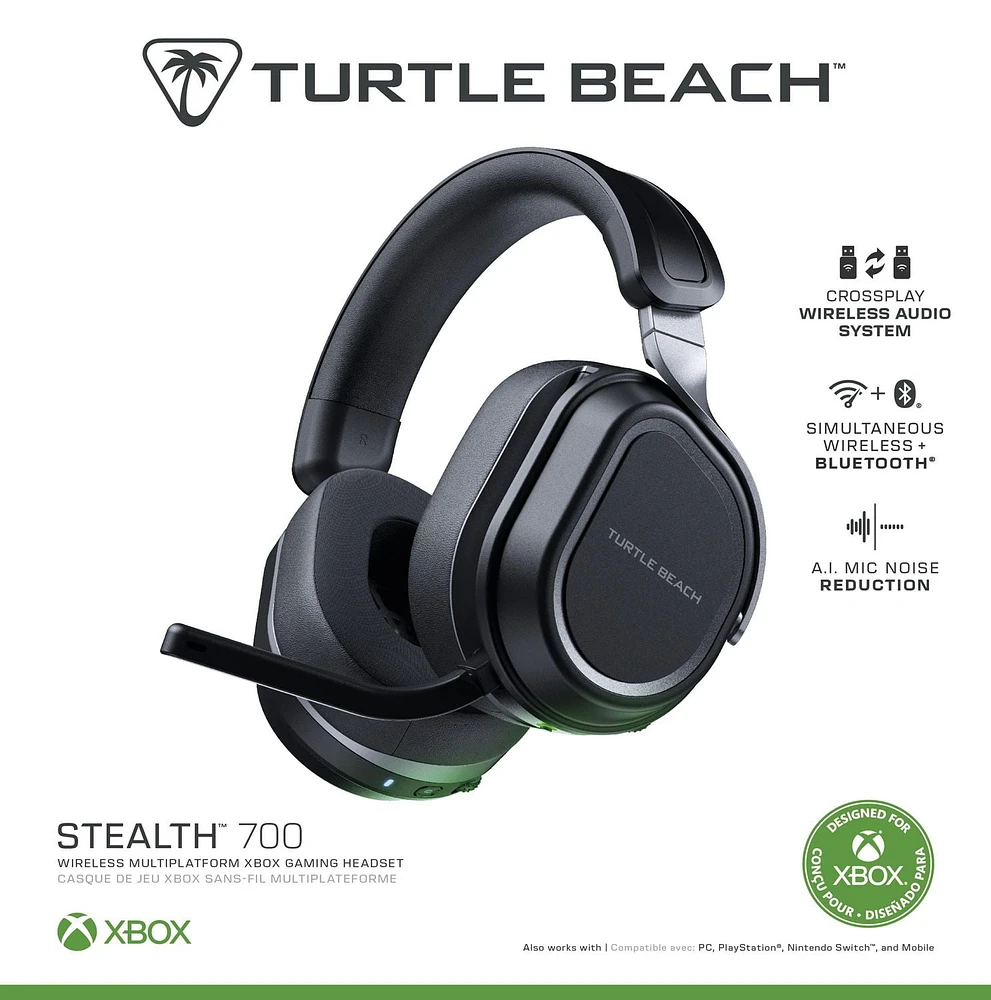 Turtle Beach® Stealth™ 700 – Black Xbox® Series X|S, Xbox® One, PC, PS5™, PS4™, & Bluetooth® Equipped Mobile Devices including Steam Deck™