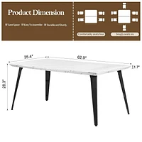 Ensembles de salle à manger Homy Casa - Table de 62.9 pouces et 4 chaises rembourrées pour salle à manger familiale Ensembles de 5 pièces pour 4-6 personnes