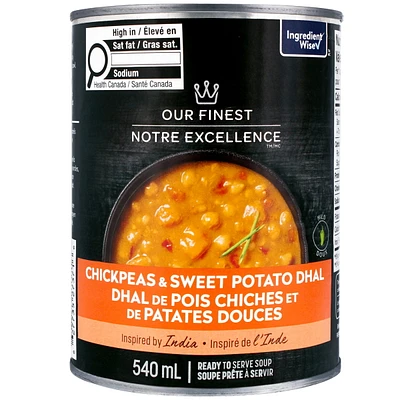 Soupe Dahl de pois chiches et de patates douces prête à servir Notre Excellence 540 ml