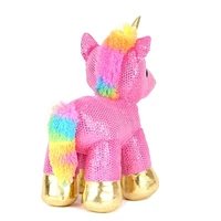 Way to celebrate!  Standing Unicorn Soft Sequin Pink Stuffed Toy