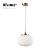 Novogratz x Globe Lily 1-Light Pendant Lighting, Matte Brass, Frosted Ribbed Glass Shade