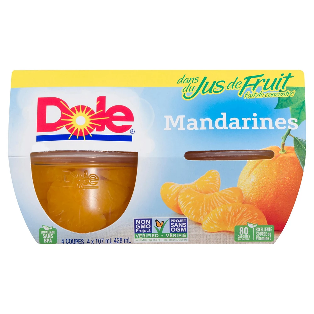 Dole Mandarin Oranges Fruit Juice, 4 x 107 mL