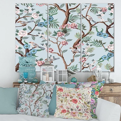 Designart Chinoiserie Aux Oiseaux Et Pivoines X Art mural sur toile