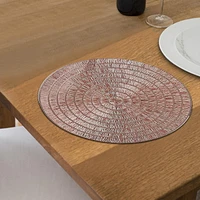 Set De Table Rond En Pvc Dentelle Rose - Lot De 12