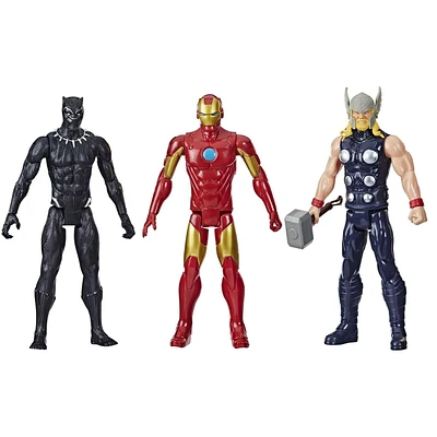 Marvel Avengers Titan Hero Series Black Panther Iron Man Thor Toys, 12-Inch-Scale Action Figure 3-Pack, Marvel Toys for Kids Ages 4 and Up