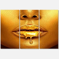 Designart La peinture dorée coule des lèvres d'une femme sexy Art mural sur toile