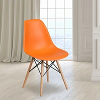 Elon Series Black Plastic Chair with Wooden Legs