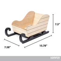 On the Surface Black-Trimmed Wooden Sled Décor