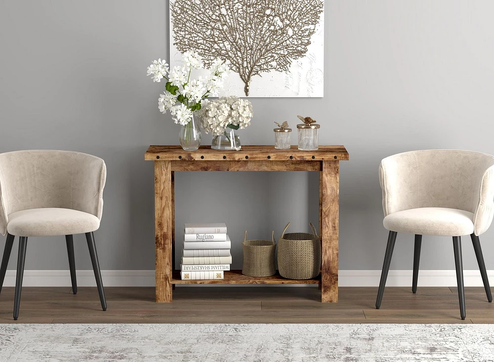 Safdie & Co. Console Table 39L Brown Reclaimed Wood 1 Shelf