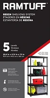 Ramtuff  5-Levels Plastic Shelving System 18'' x 36'' x 73", 5-Level resin Shelving