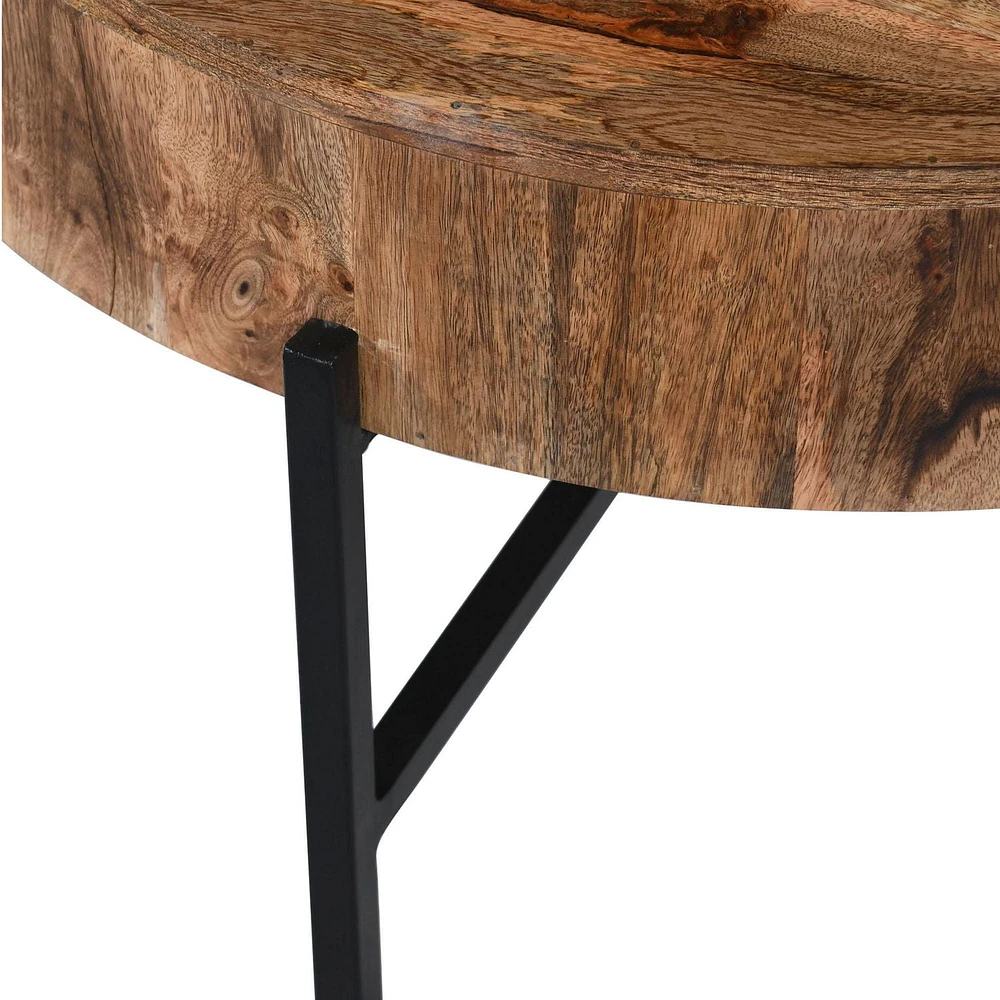 Table d’appoint contemporaine en bois massif, naturel