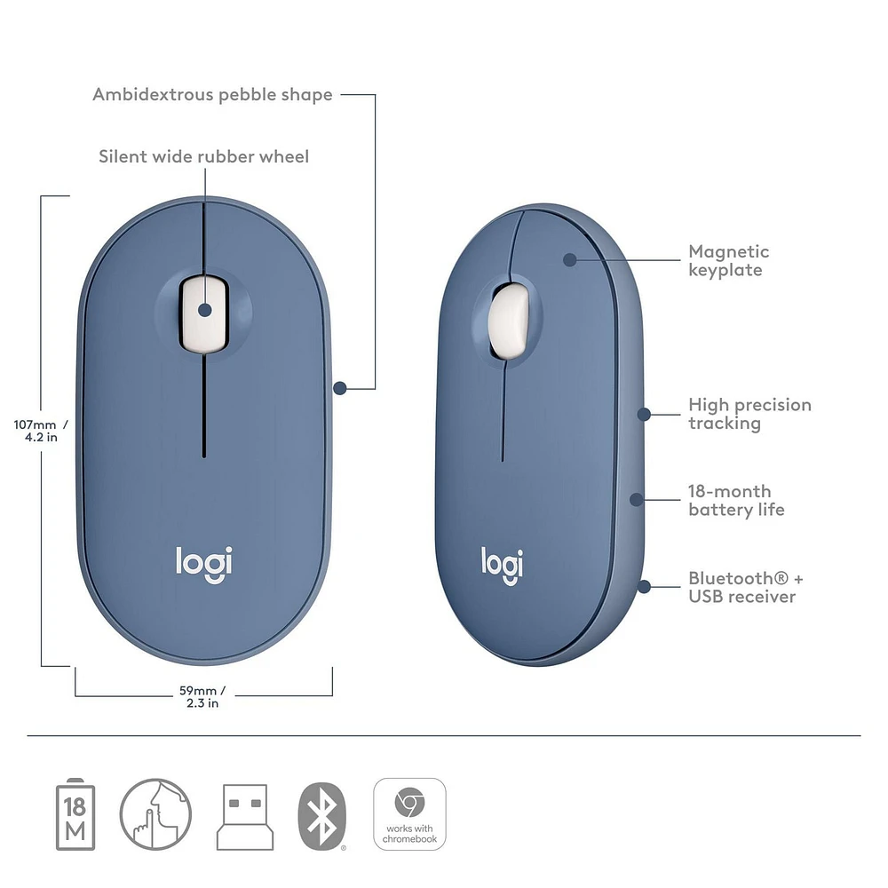 Logitech Pebble Mouse - Blueberry