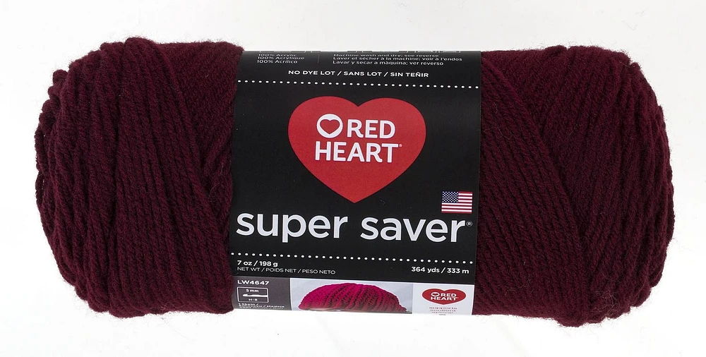 Fil Red Heart® Super Saver®, solide, acrylique #4 moyen, 7oz/198g, 364 yards Fil durable