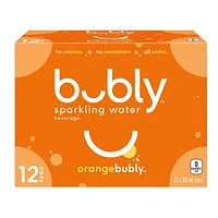 bubly orange sparkling water beverage, 355mL Cans, 12 Pack, 12x355mL