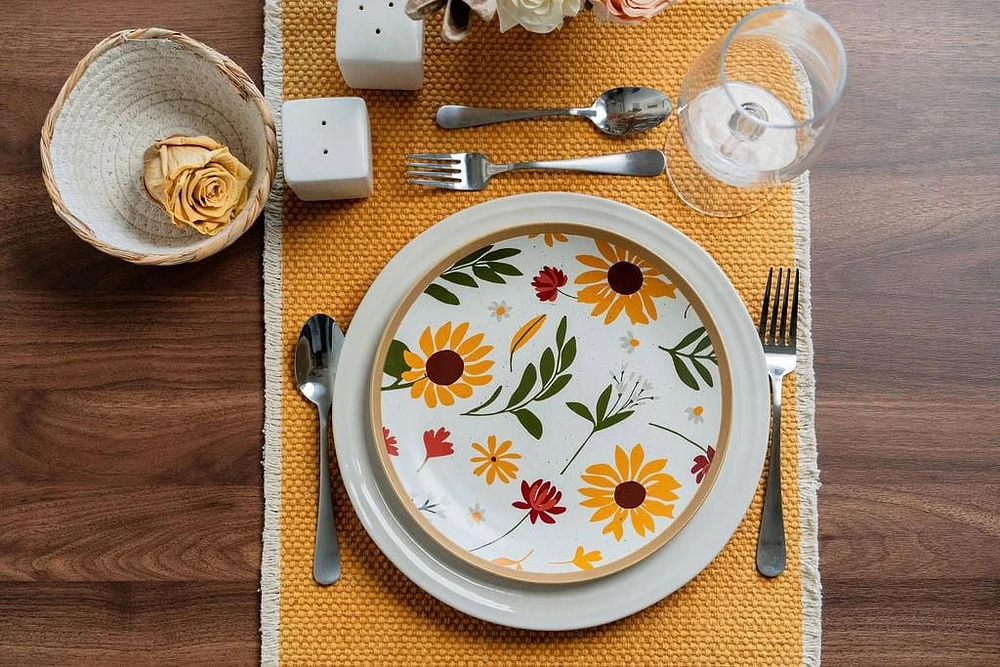 Fabstyles Chemin de table Bali 100 % coton – Lavable en machine au quotidien, chemin de table épais 35,6 x 182,9 cm pour table de salle à manger, de cuisine et d'extérieur