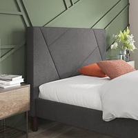 Zinus Judy Cadre de lit plate-forme rembourré / Sommier à matelas / Support de lattes en bois / Pas besoin de sommier / Facilité d'assemblage
