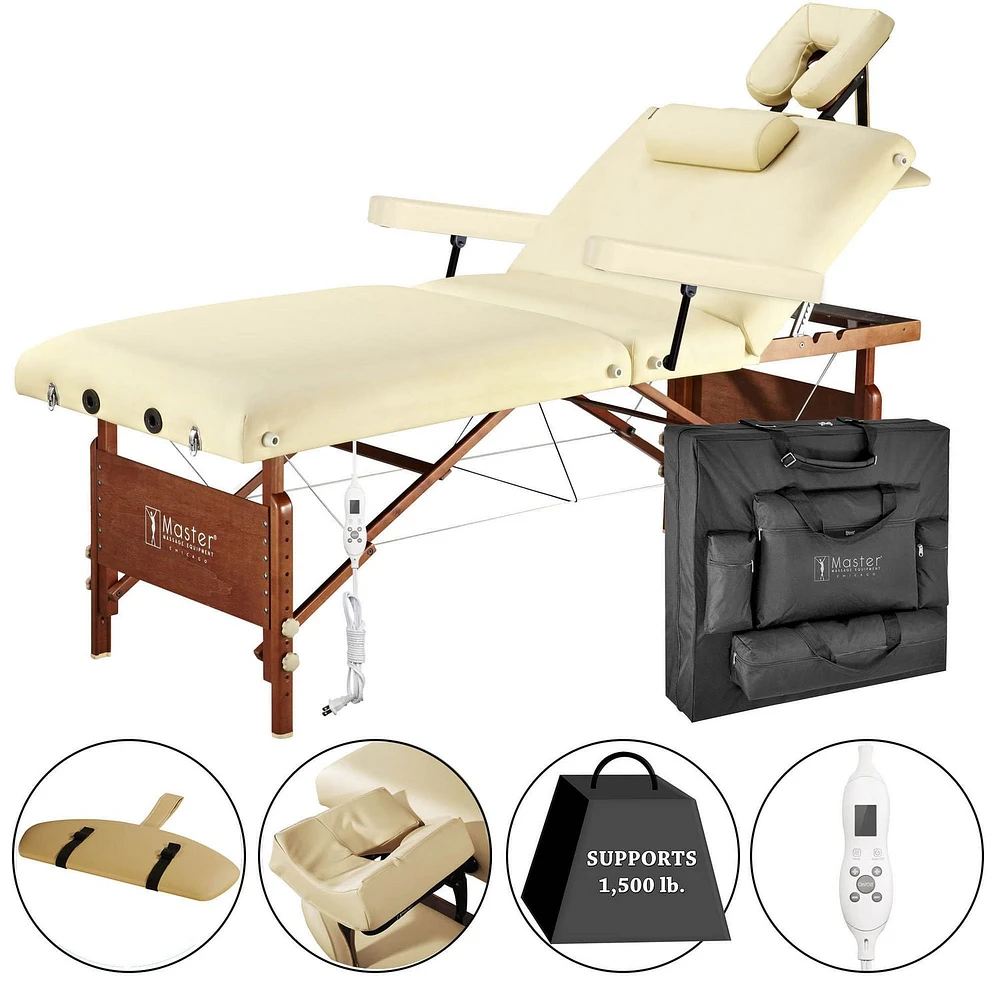 Ensemble professionnel table de massage portative Del Ray Salon “Therma-Top”™ de Master 30 po (76,2 cm)