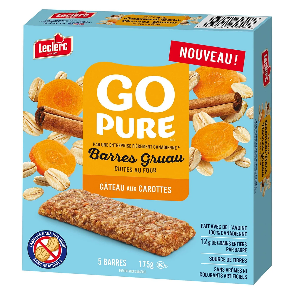 Go Pure Soft Baked Carrot Cake Oatmeal Bars, 5 / 175g