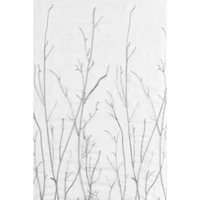 Safdie & Co. Curtain Panel Woven Voile with Branches Embroidered 84L Light Grey