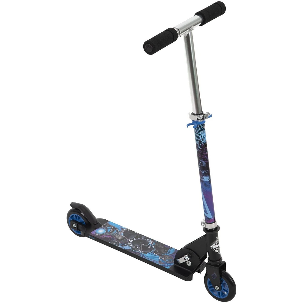 Marvel Black Panther Boys' Inline Folding Aluminum Scooter, by Huffy, black, Ideal for ages 5+