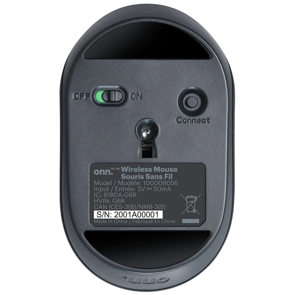 onn. 100009056 Wireless Compact 5- Button Mouse, USB Plug and Play