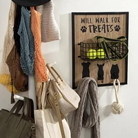 hometrends Pups Wall Organizer with Basket and Hooks, Natural/Black