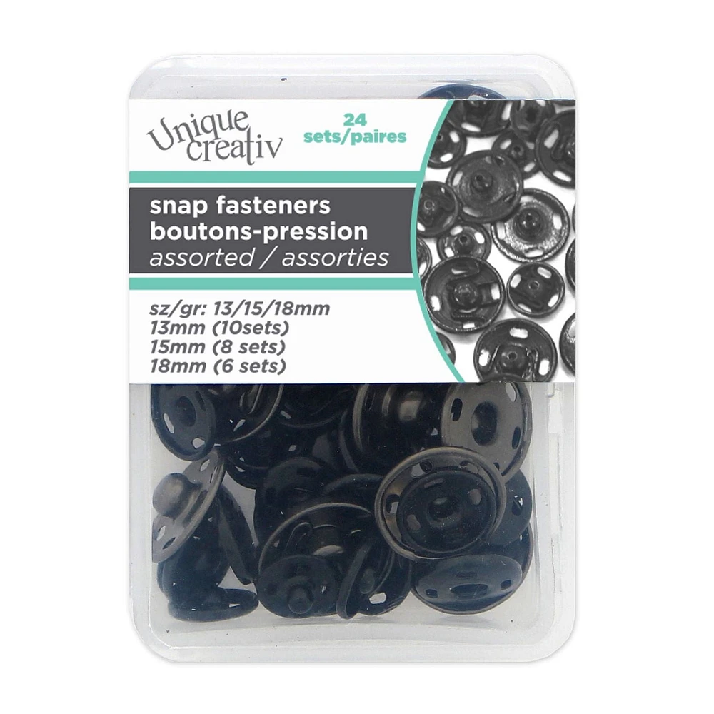 Boutons-pression à coudre Unique Creativ en noir