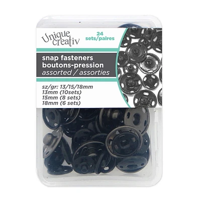 Boutons-pression à coudre Unique Creativ en noir