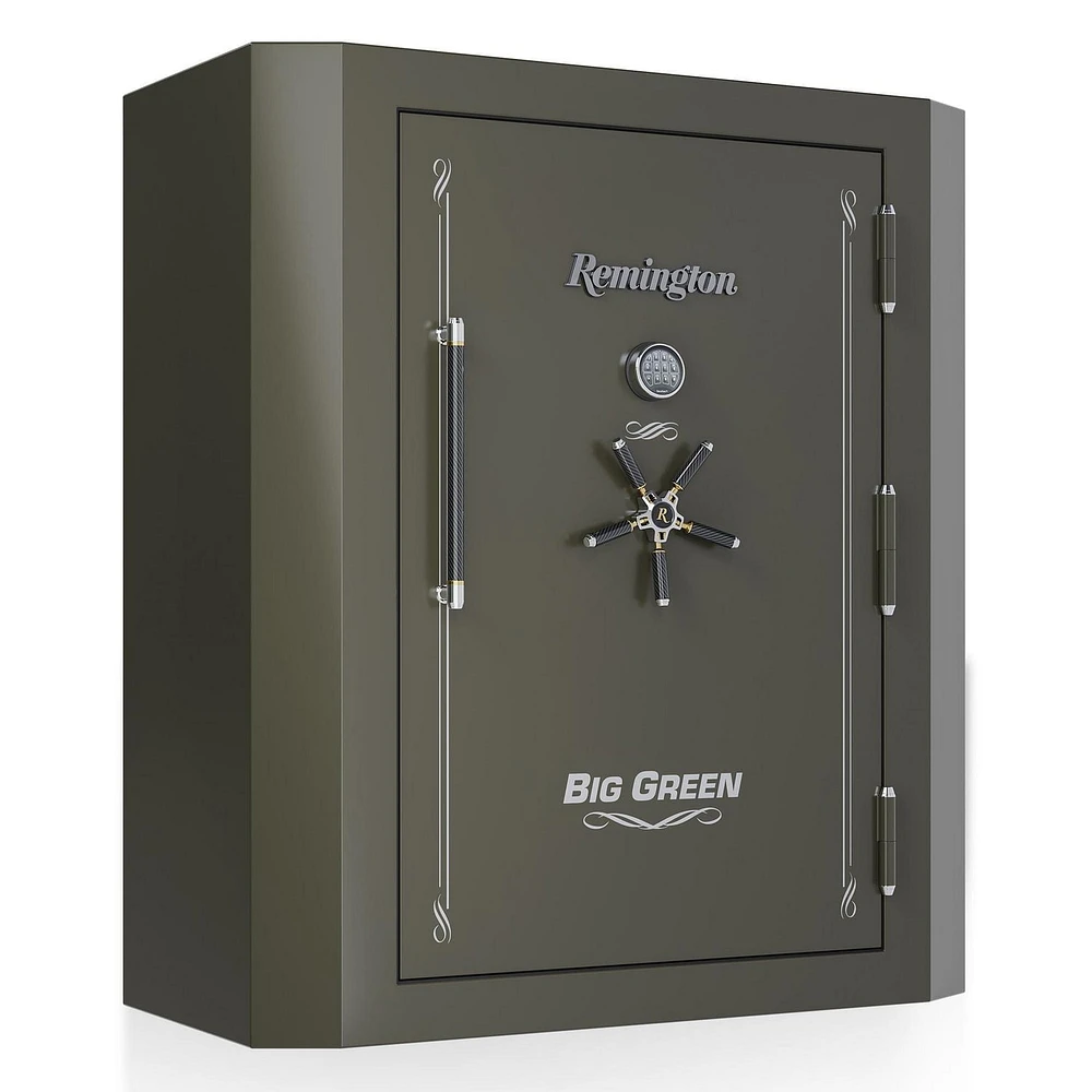 Remington BIG GREEN Coffre-fort pour armes à feu 65 po de haut, grand coffre-fort de sécurité avec serrure électronique et protection ignifuge et étanche (capacité de 84 armes à feu) - SAR6584-BG-CA