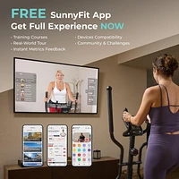 Sunny Health & Fitness Ultra Silent Smart Elliptical Exerciser, 300LB Load & 16” Long Stride Training Machine for Seniors Home Workout, Easy-Assembly Cardio Equipment, Free SunnyFit App Bluetooth Link