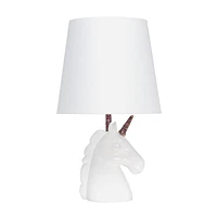 Simple Designs Lampe de table licorne blanche étincelante