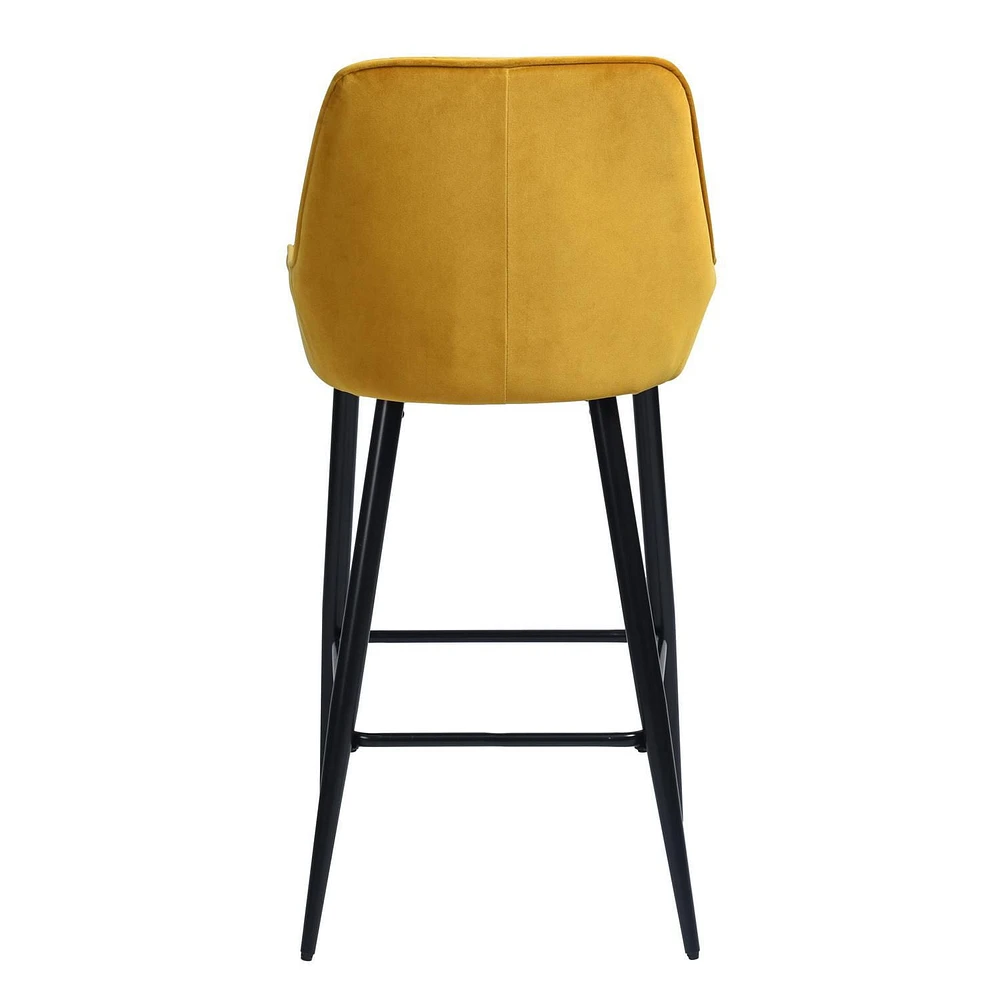 Homylin Ensemble de deux tabourets de bar modernes de hauteur de comptoir, 29", avec sièges rembourrés et dossiers, pieds en métal noir et repose-pieds, parfaits pour le bar à domicile et l'îlot de cu