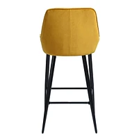 Homylin Ensemble de deux tabourets de bar modernes de hauteur de comptoir, 29", avec sièges rembourrés et dossiers, pieds en métal noir et repose-pieds, parfaits pour le bar à domicile et l'îlot de cu