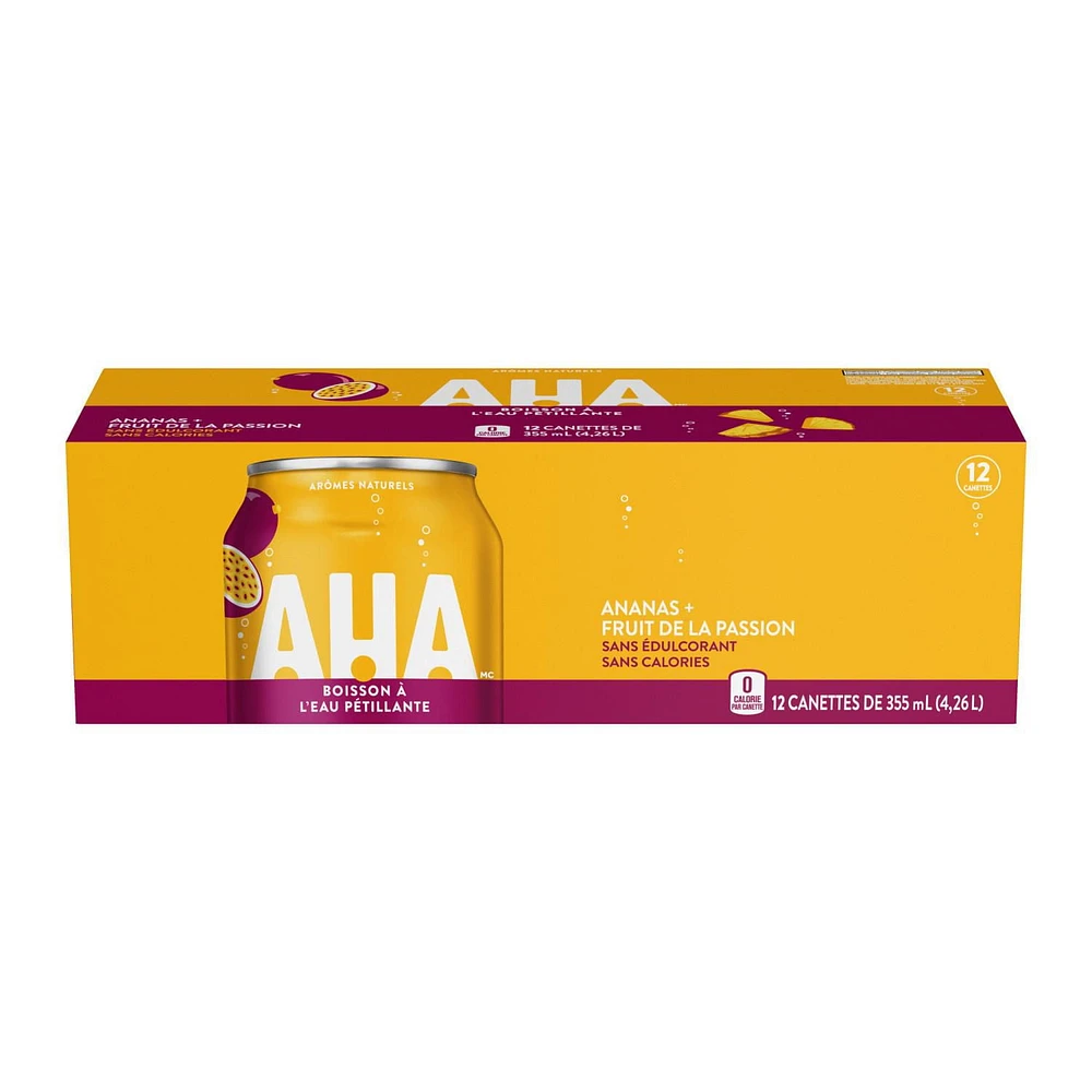 AHA Pineapple + Passionfruit Fridge Pack Cans, 355 mL, 12 Pack, 355 mL