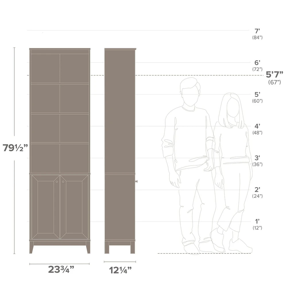 Prepac Yaletown White 23.75" W x 79.50" H x 12.25" Bookcase