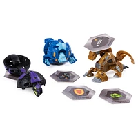 Bakugan, Starter Pack 3 personnages, Aurelus Howlkor, Créatures transformables à collectionner, à partir de 6 ans