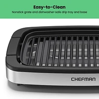 Chefman Smokeless Indoor Electric Grill w/ Nonstick Table Top and Adjustable Temperature Control – Black, New